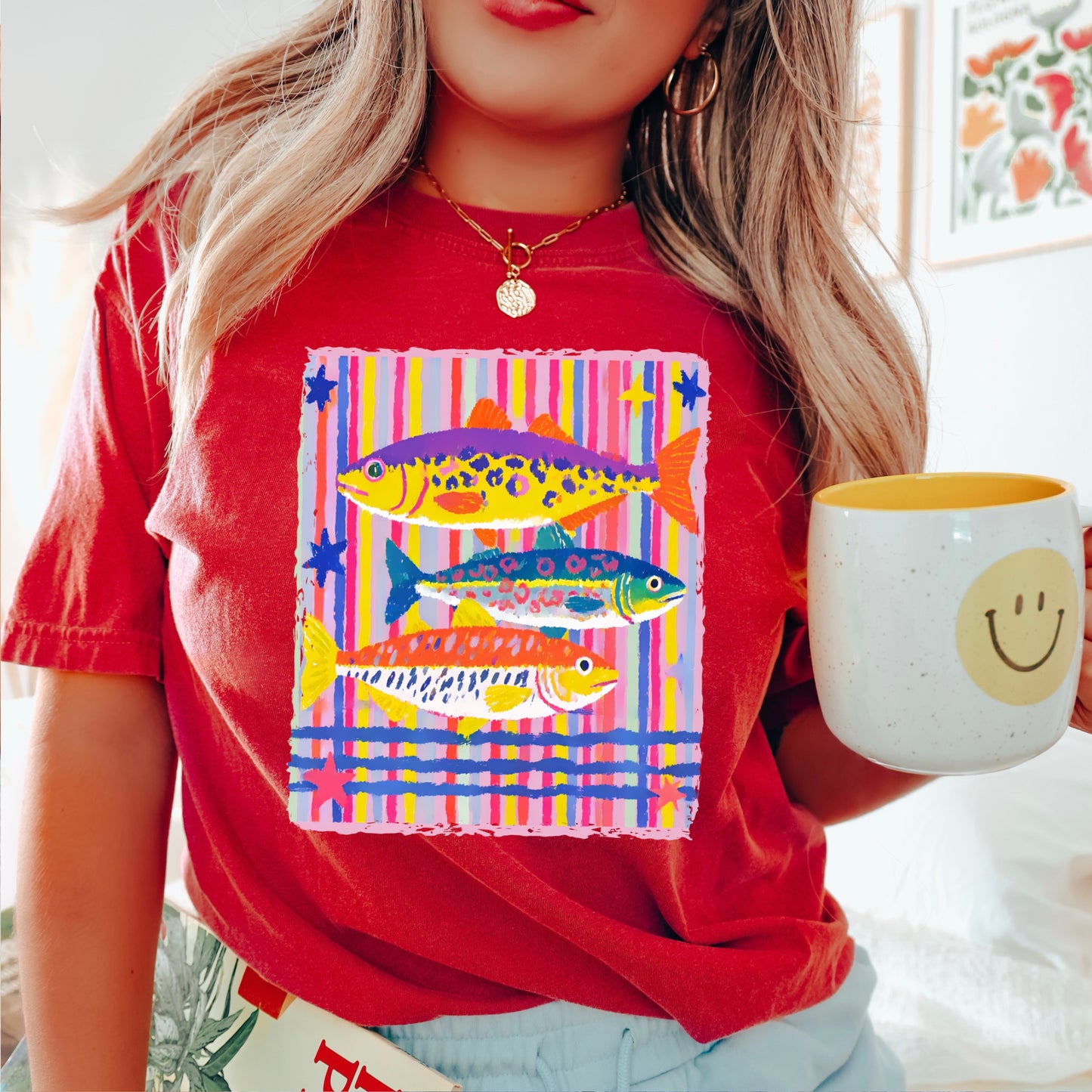 Preppy Fish Comfort Color Graphic Tee