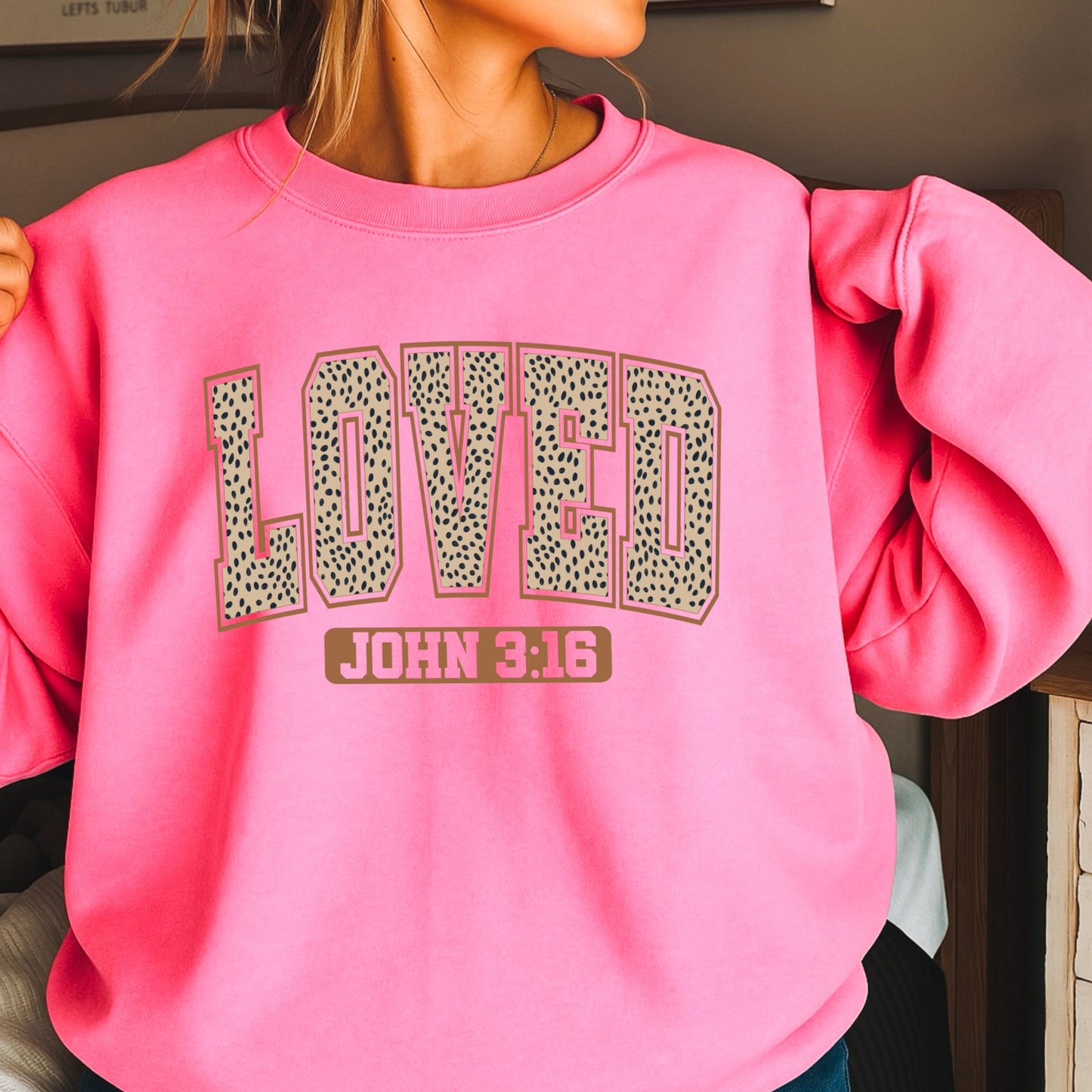 Loved John 3:16 Valentine’s Day Crewneck Sweatshirt