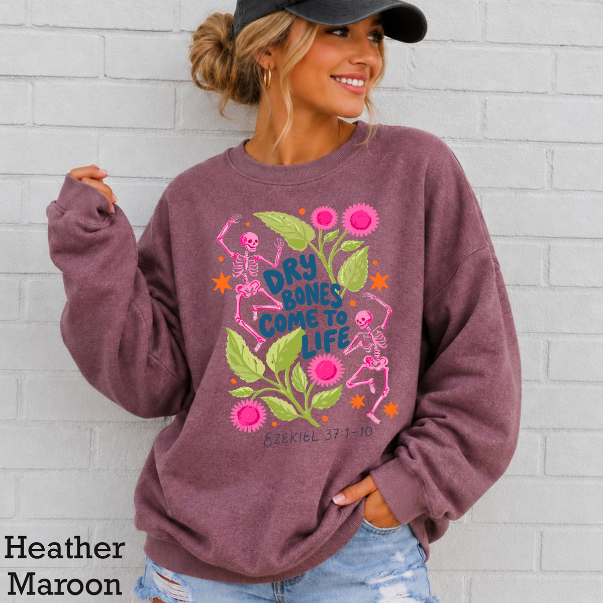 Dry Bones Come To Life Navy Lettering Christian Sweatshirt