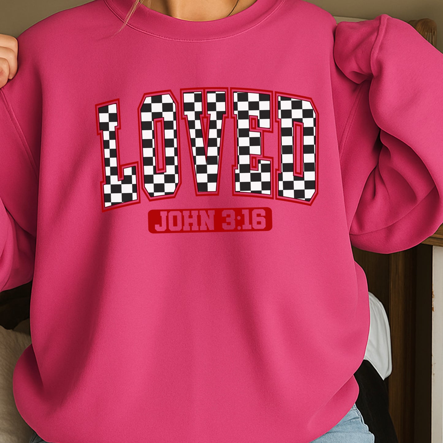 Loved John 3:16 Valentine’s Day Crewneck Sweatshirt