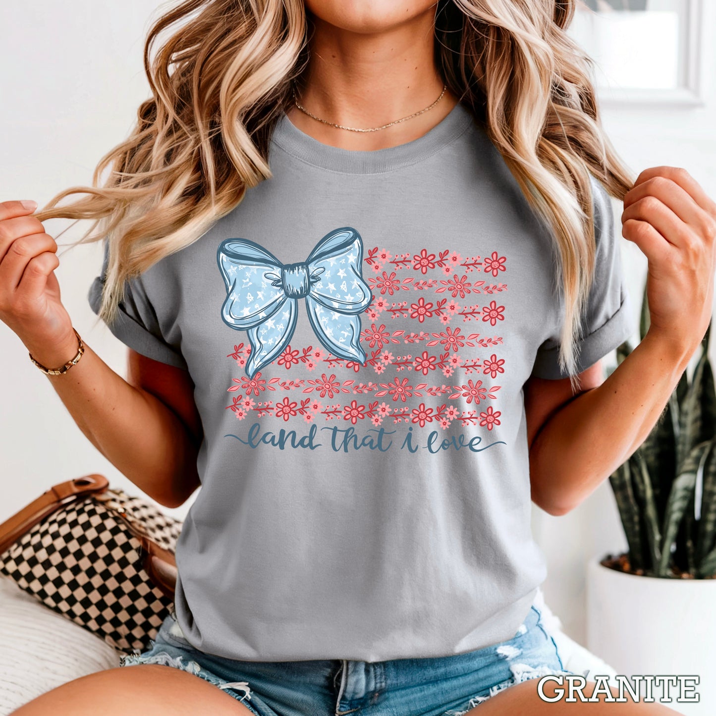 Land Of The Free Patriotic Comfort Color Graphic Tee