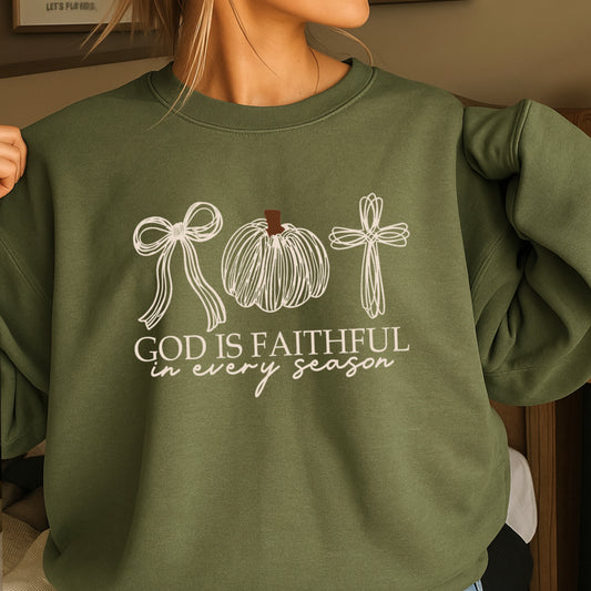 God Is Faithful In Every Season Thanksgiving Crewneck Sweatshirt