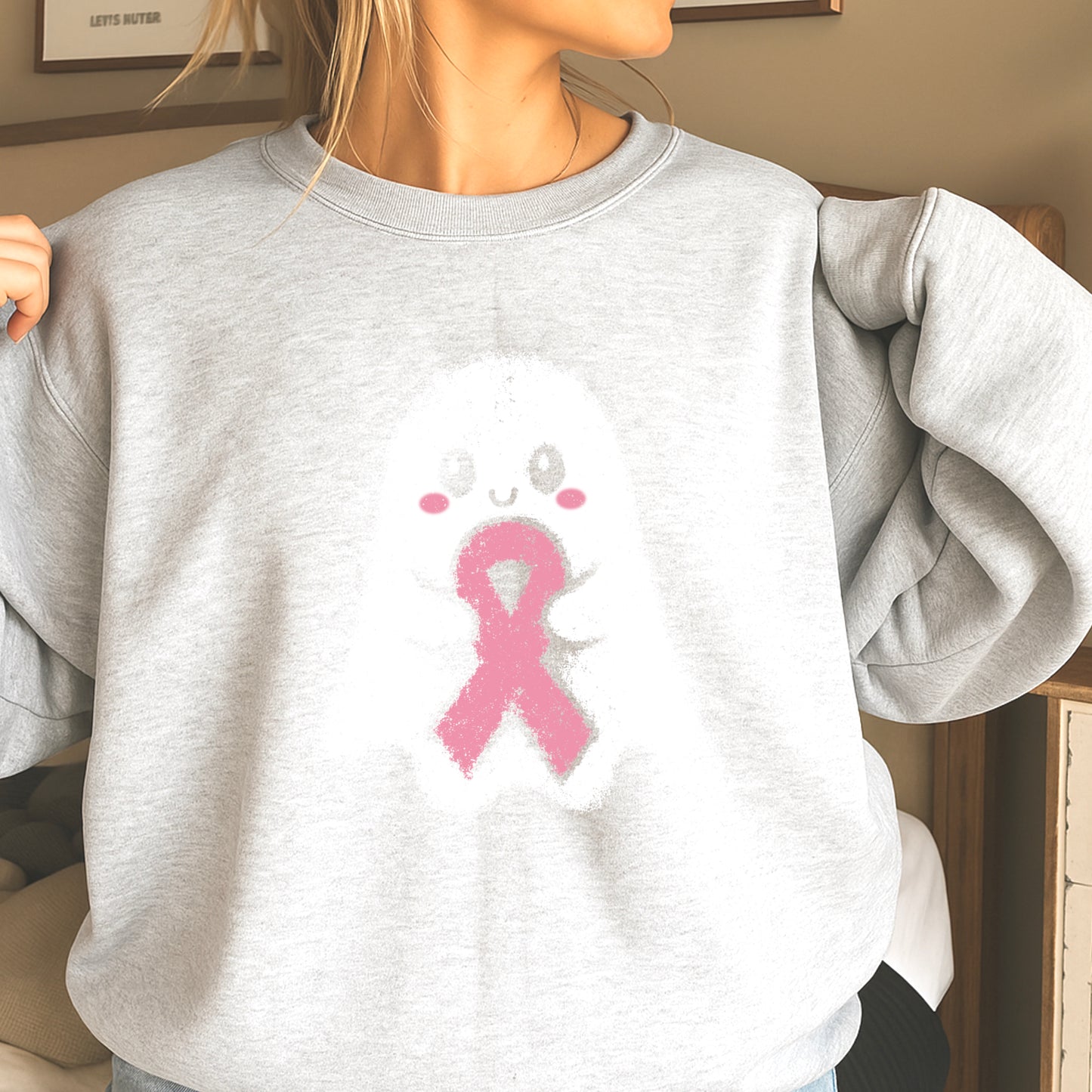 Breast Cancer Ghost Crewneck Sweatshirt