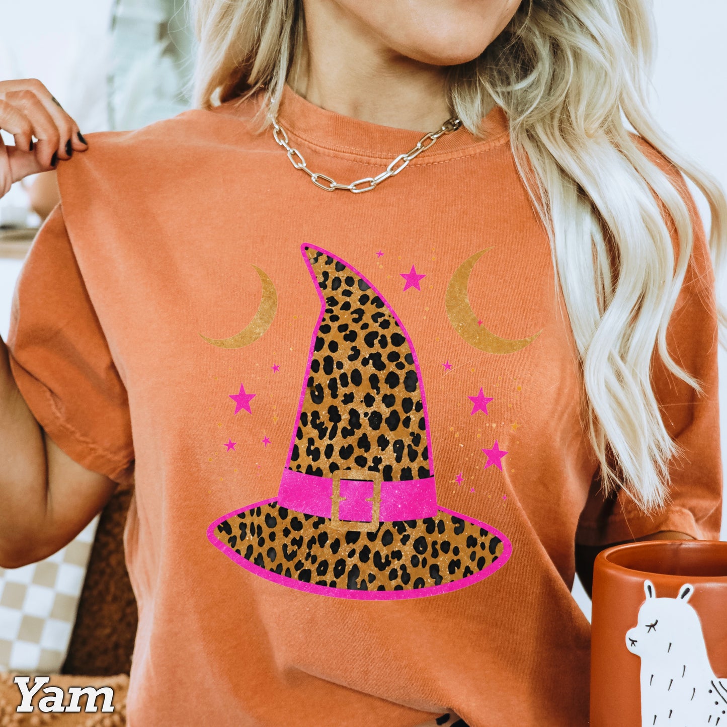 Leopard Witches Hat Halloween Comfort Color Graphic Tee