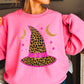 Leopard Witches Hat Halloween Crewneck Sweatshirt