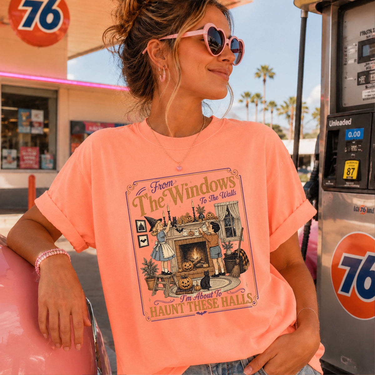 From The Windows To The Walls Halloween Comfort Color Graphic Tee