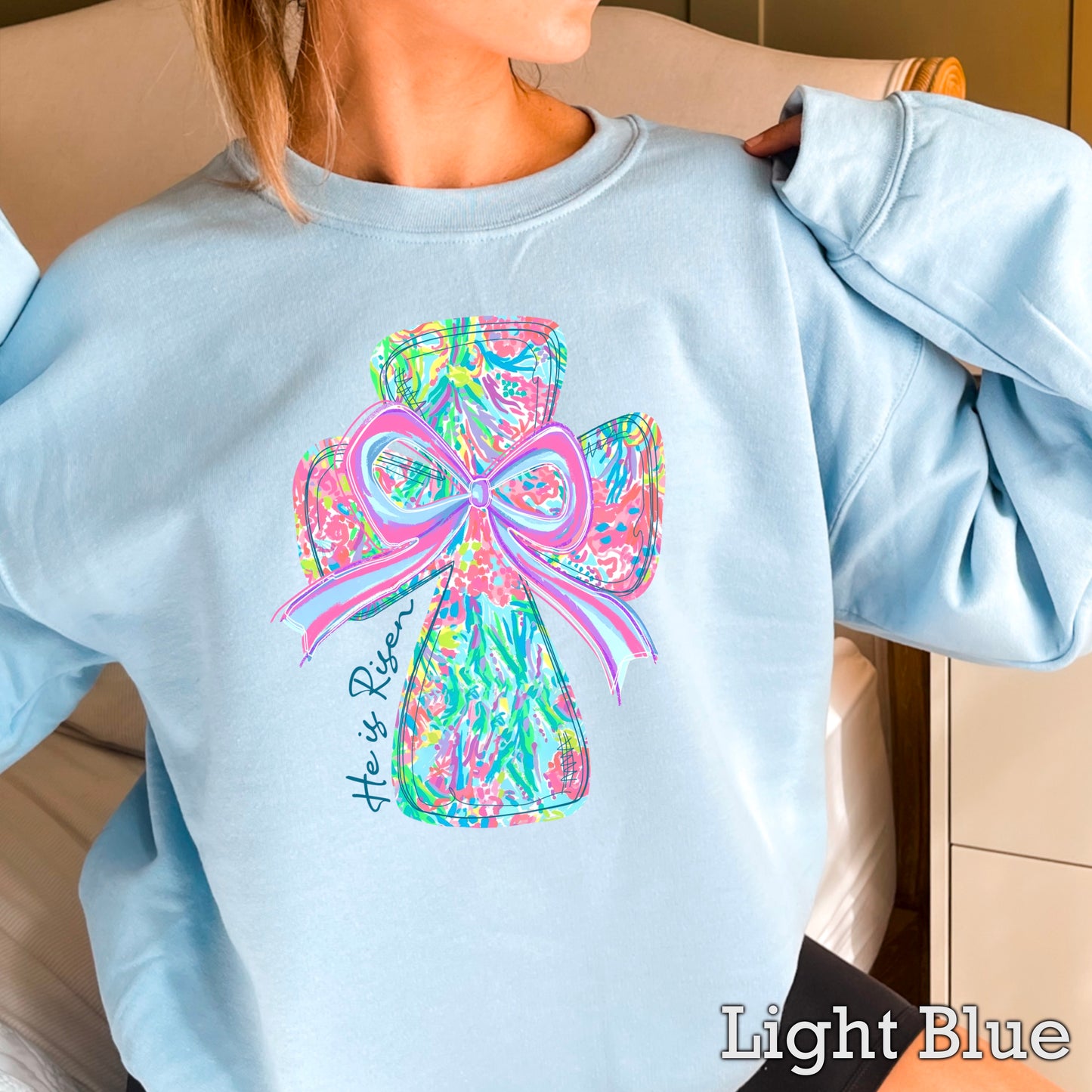 He Is Risen Cross Easter Crewneck Sweatshirt