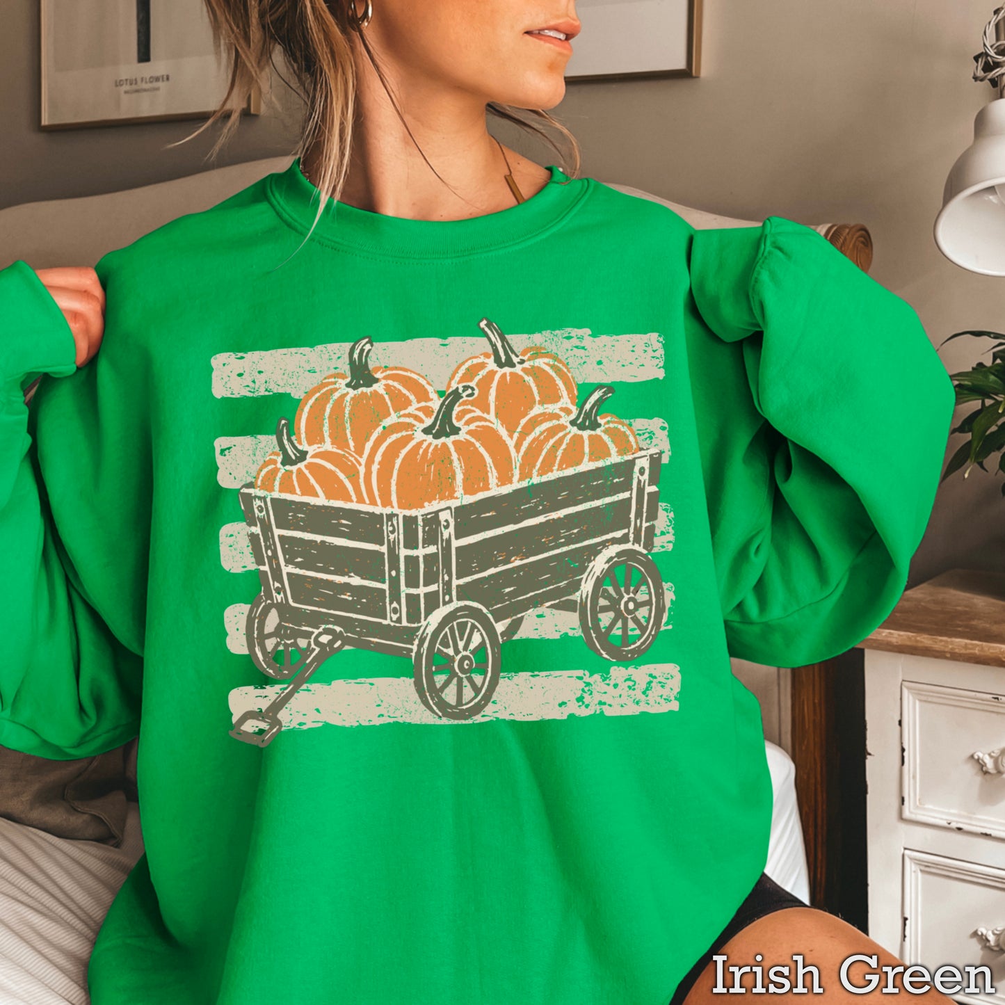 Pumpkin Wagon Fall Crewneck Sweatshirt