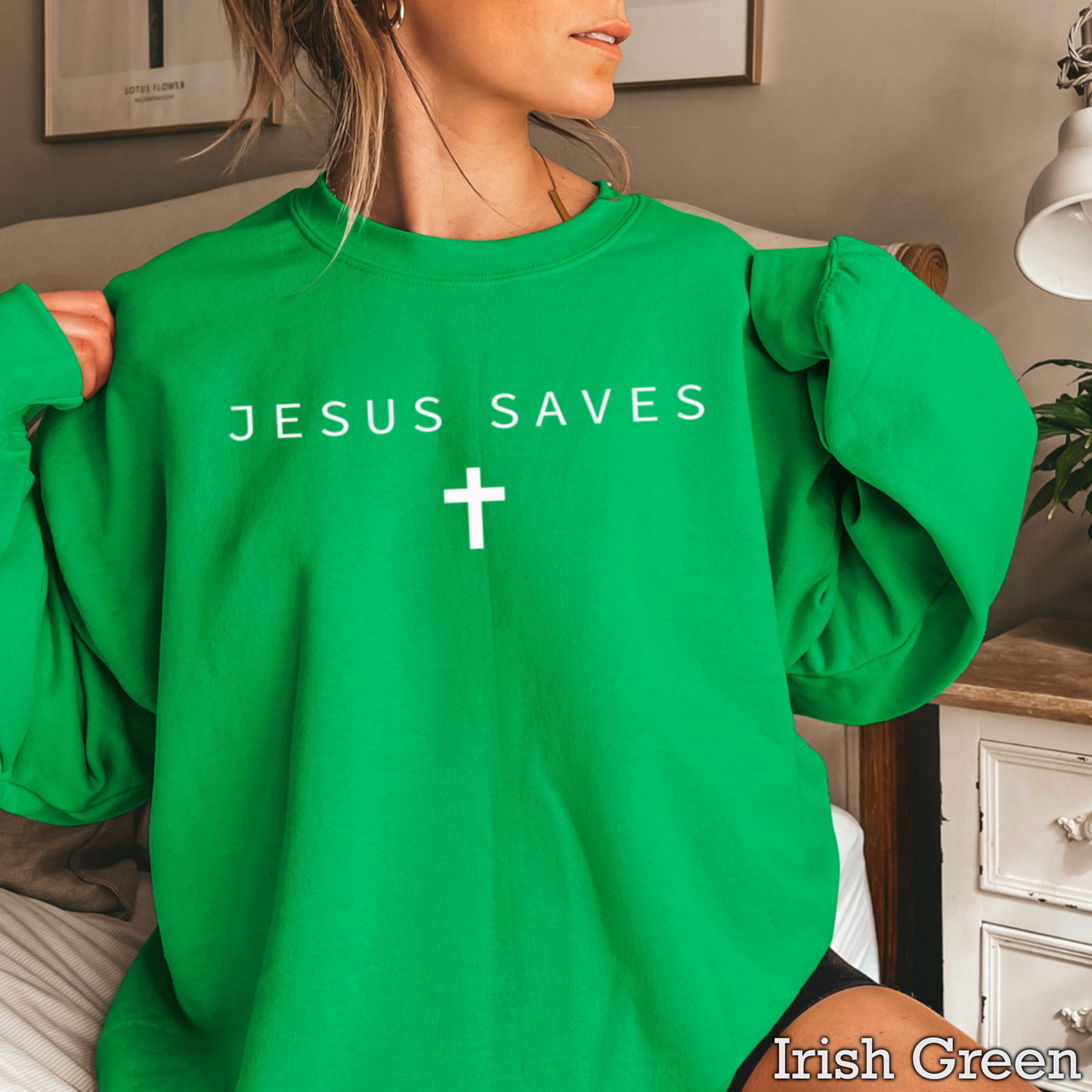 Jesus Saves Graphic Crewneck Sweatshirt