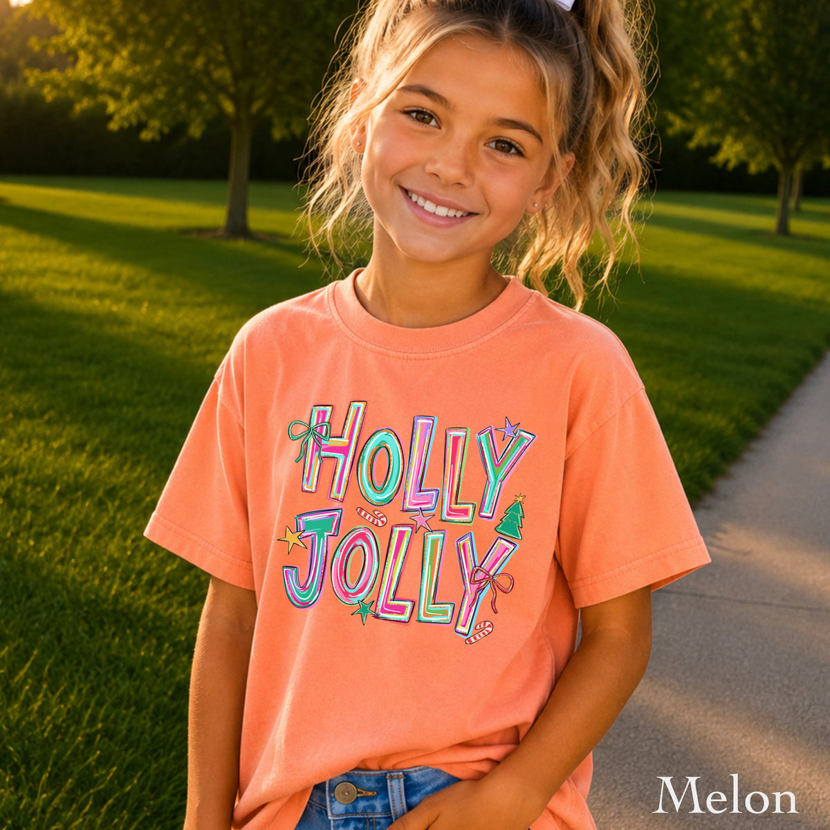 Holly Jolly Christmas Youth Comfort Color T-Shirt