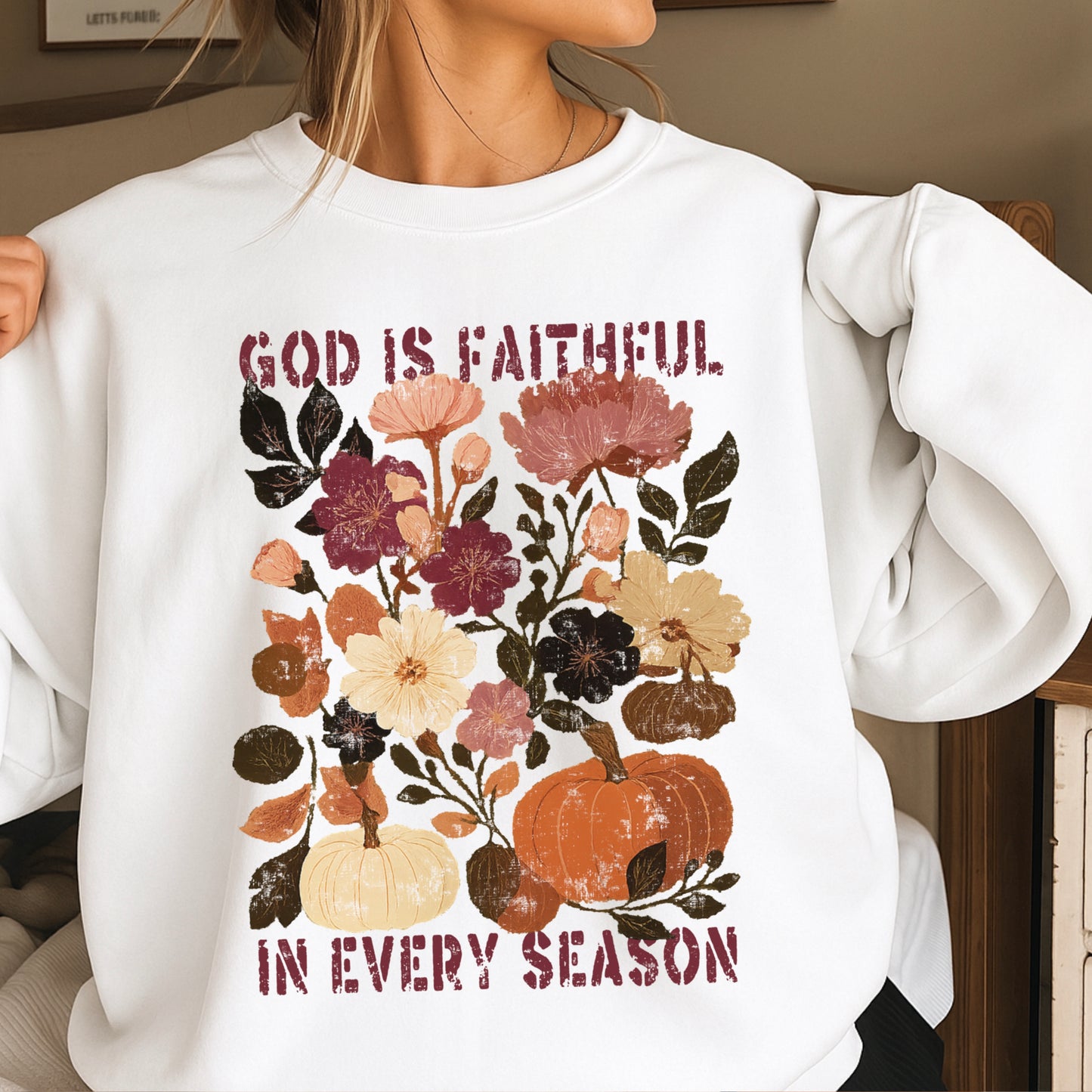 God Is Faithful In Every Season Plum Crewneck Sweatshirt