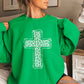 Snow Leopard Cross Christian Crewneck Sweatshirt