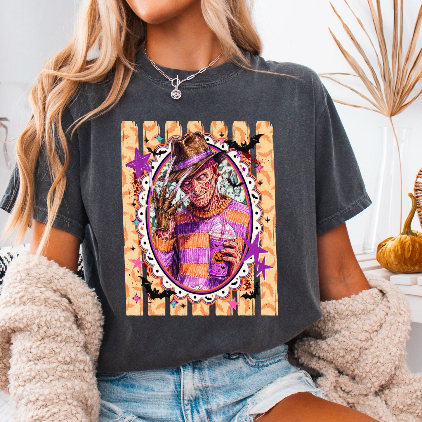 Horror Film Character Halloween Comfort Color Graphic Tee