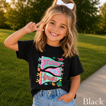 Merry & Bright Christmas Youth Comfort Color T-Shirt