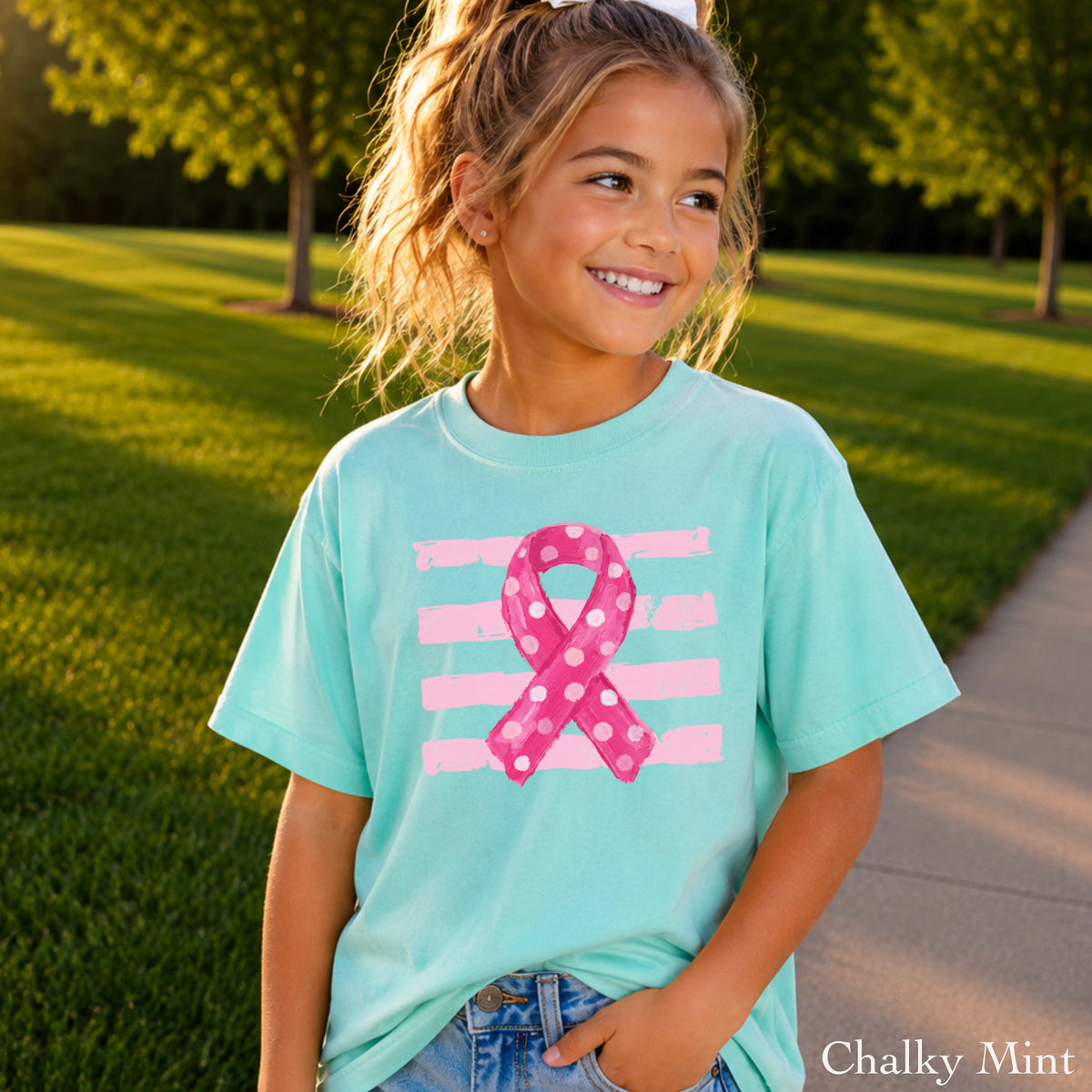 Breast Cancer Awareness Ribbon Youth Comfort Color T-Shirt
