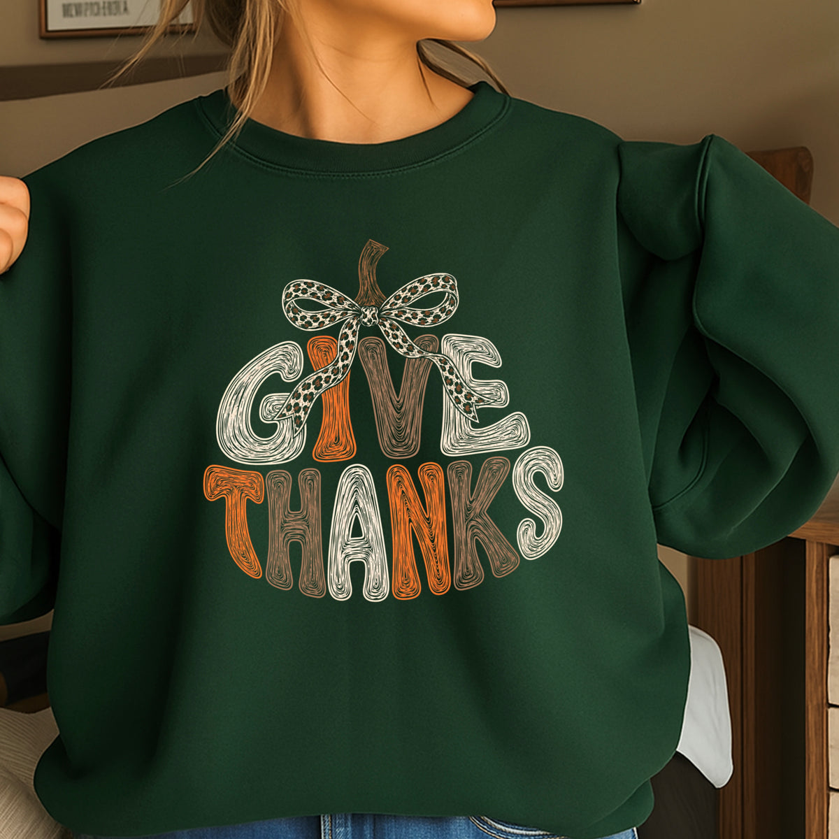 Give Thanks Thanksgiving Crewneck Sweatshirt