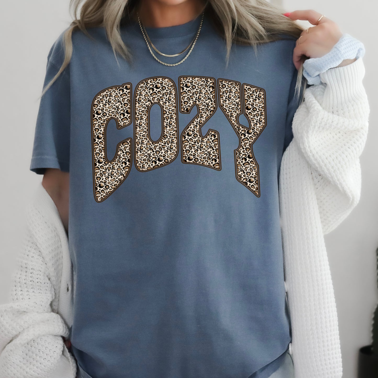 Leopard Cozy Fall Comfort Color Graphic Tee