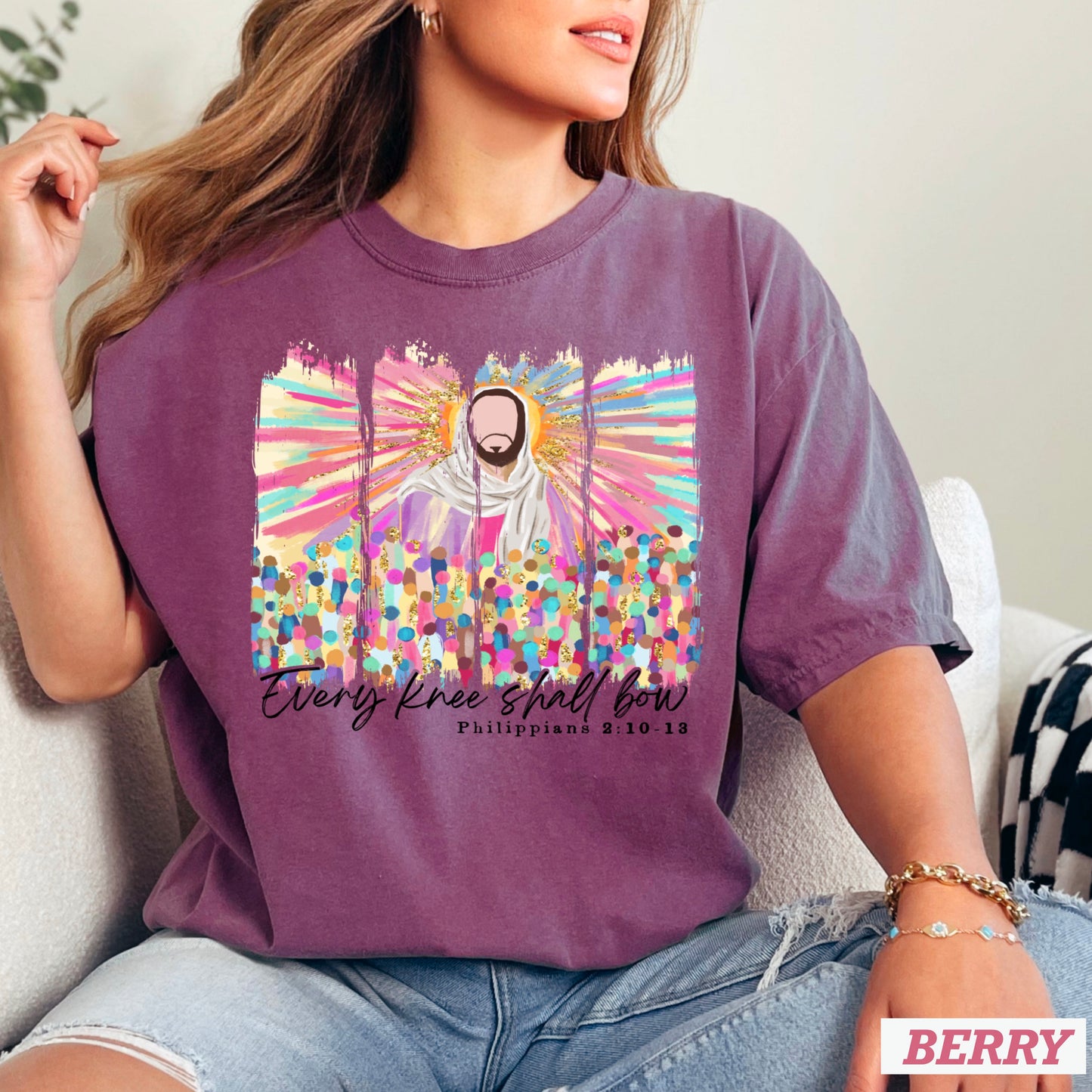 Every Knee Shall Bow Easter Comfort Color Graphic Tee