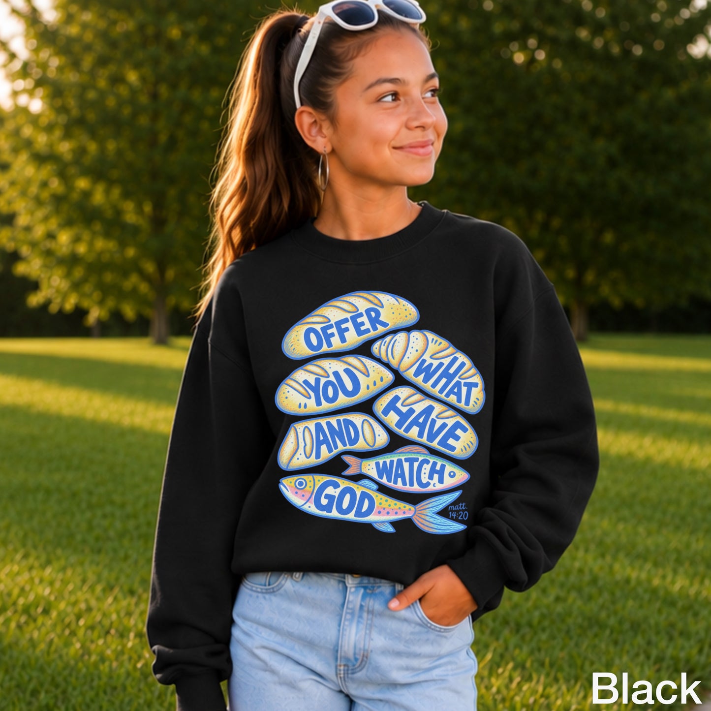 Offer What You Have And Watch God Youth Crewneck Sweatshirt