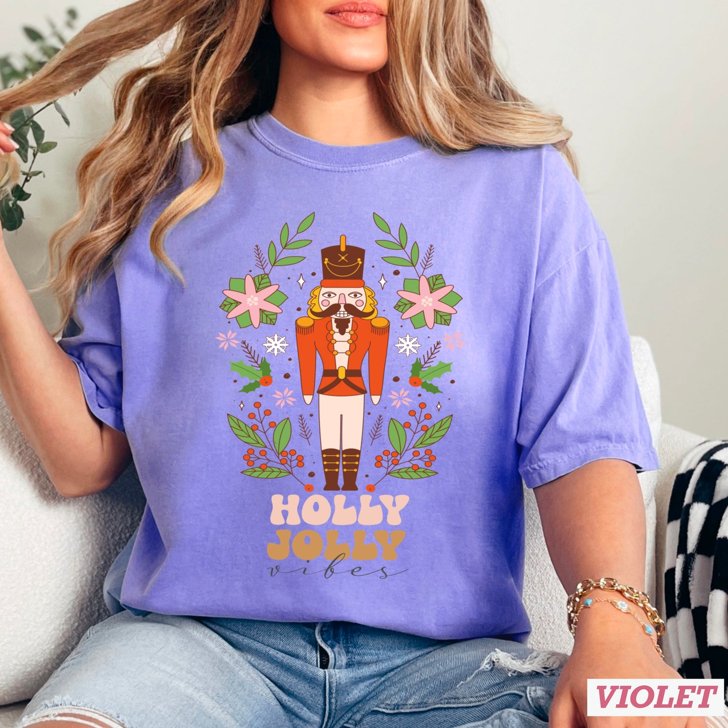 Holly Jolly Vibes Nutcracker Comfort Color Graphic Tee