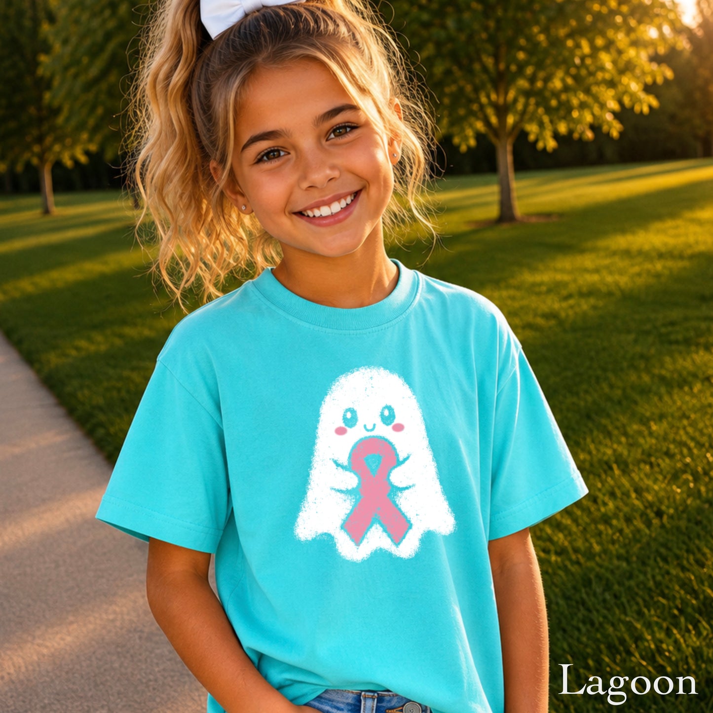 Breast Cancer Ghost Youth Comfort Color T-Shirt