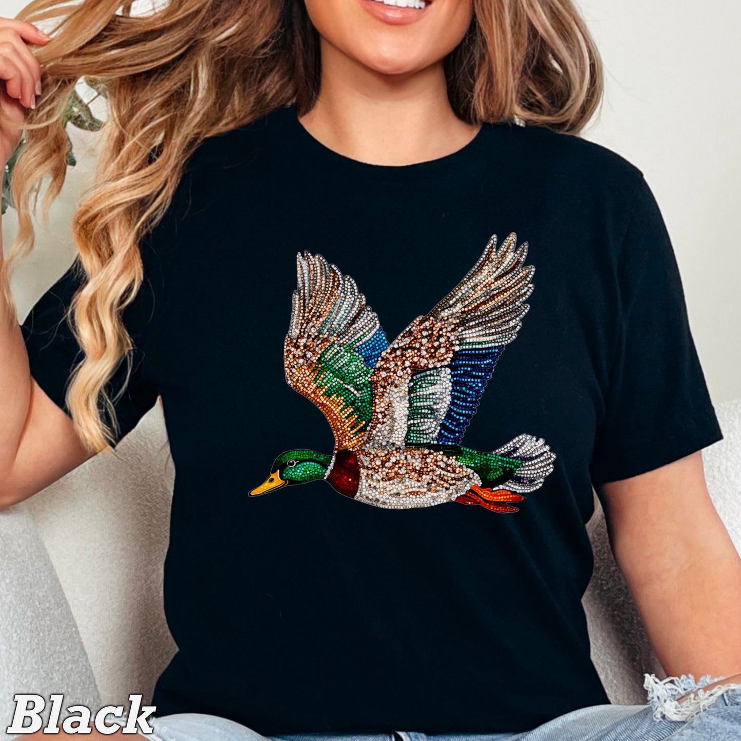 Faux Rhinestone Mallard Duck Comfort Color Graphic Tee
