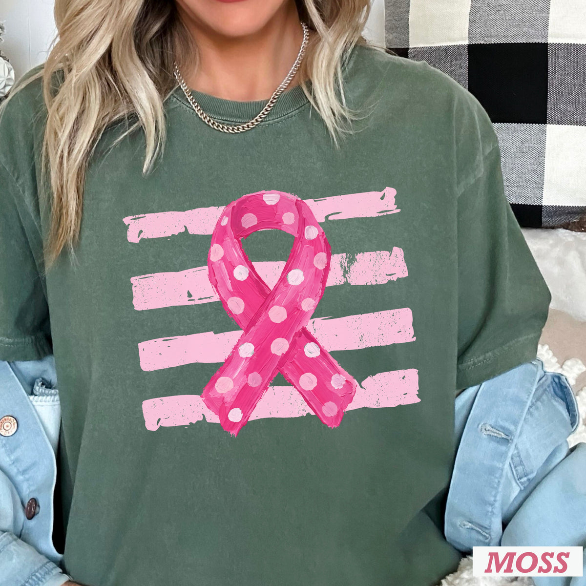 Breast Cancer Awareness Ribbon Comfort Color Graphic Tee