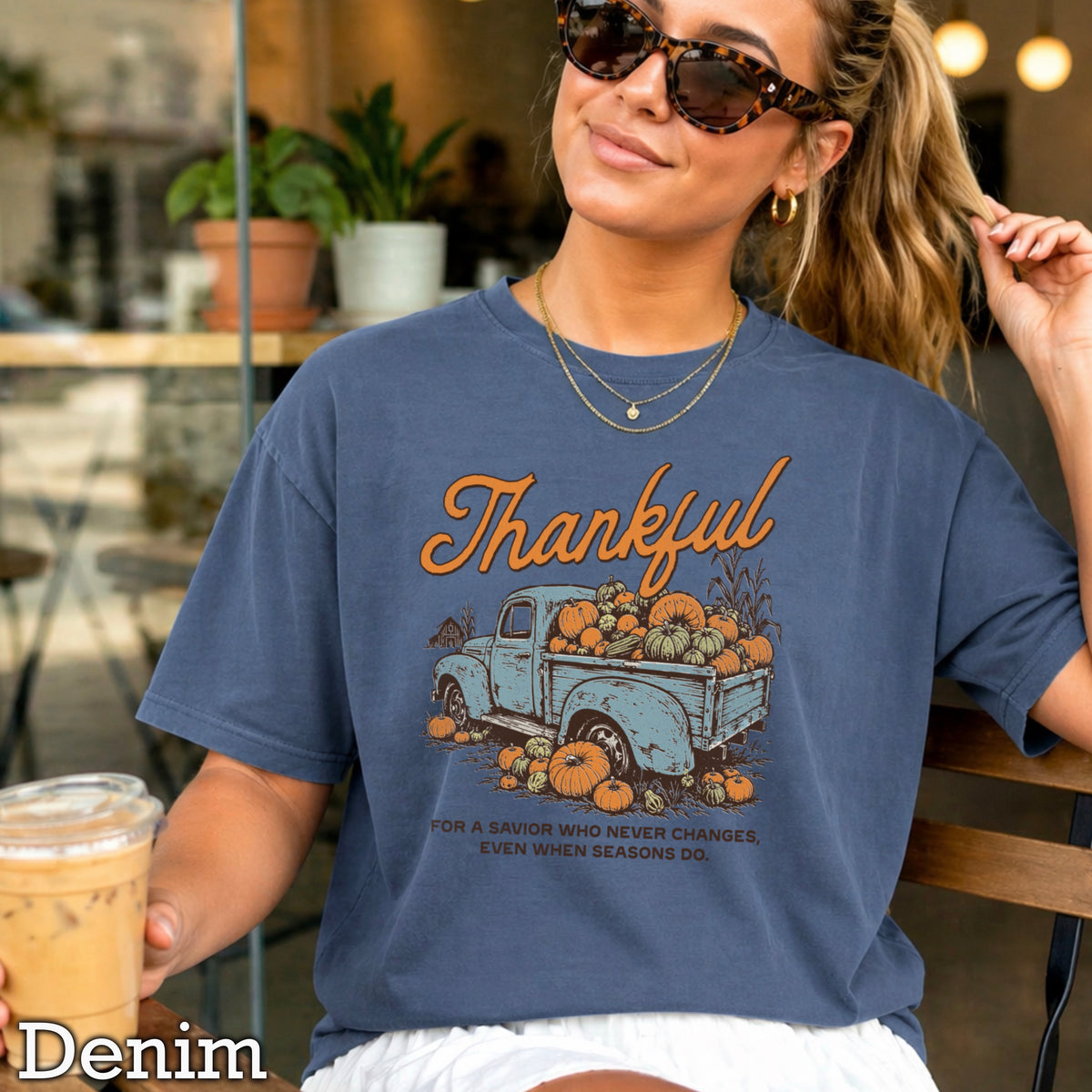 Thankful For A Savior Comfort Color Graphic Tee
