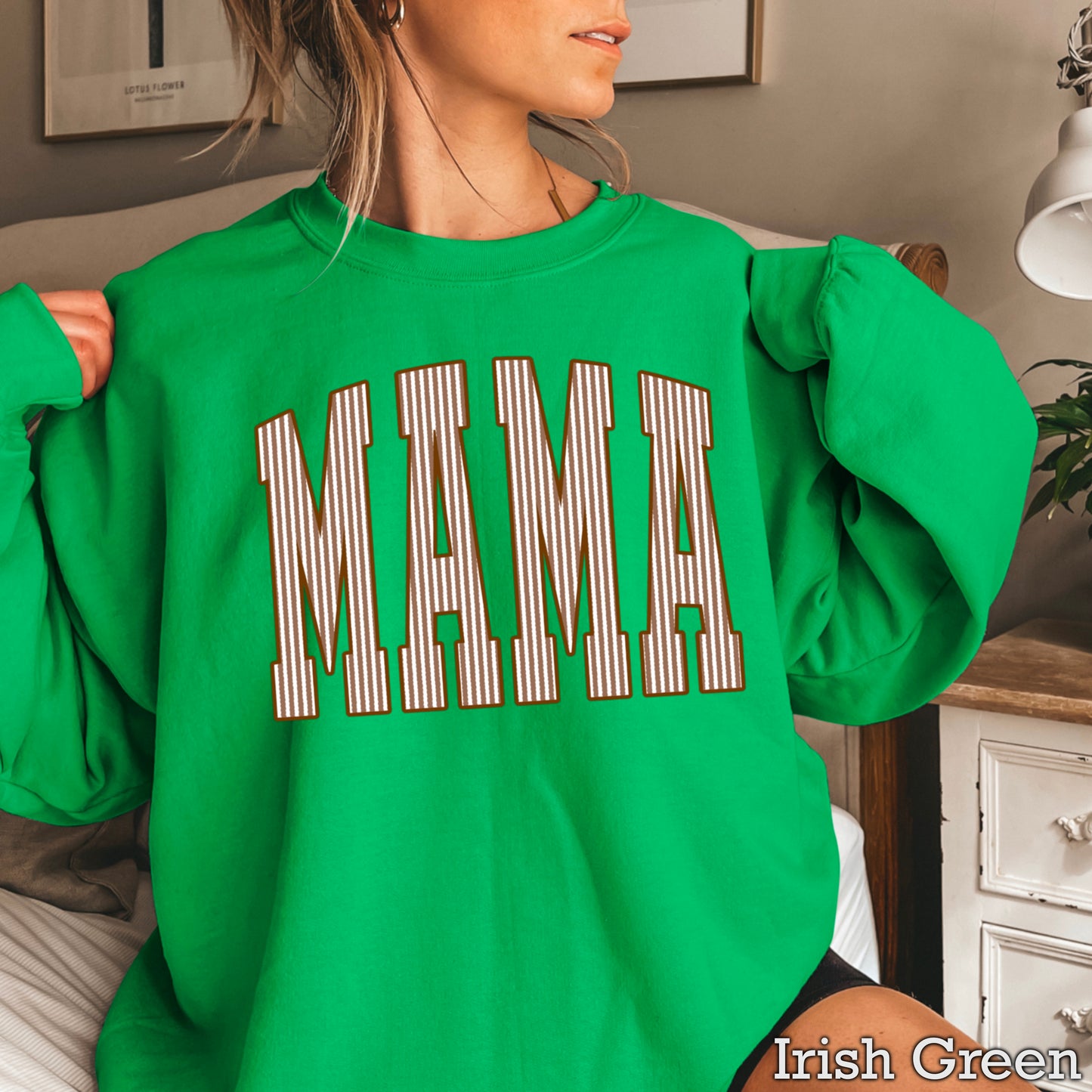Mama Brown Seersucker Crewneck Sweatshirt