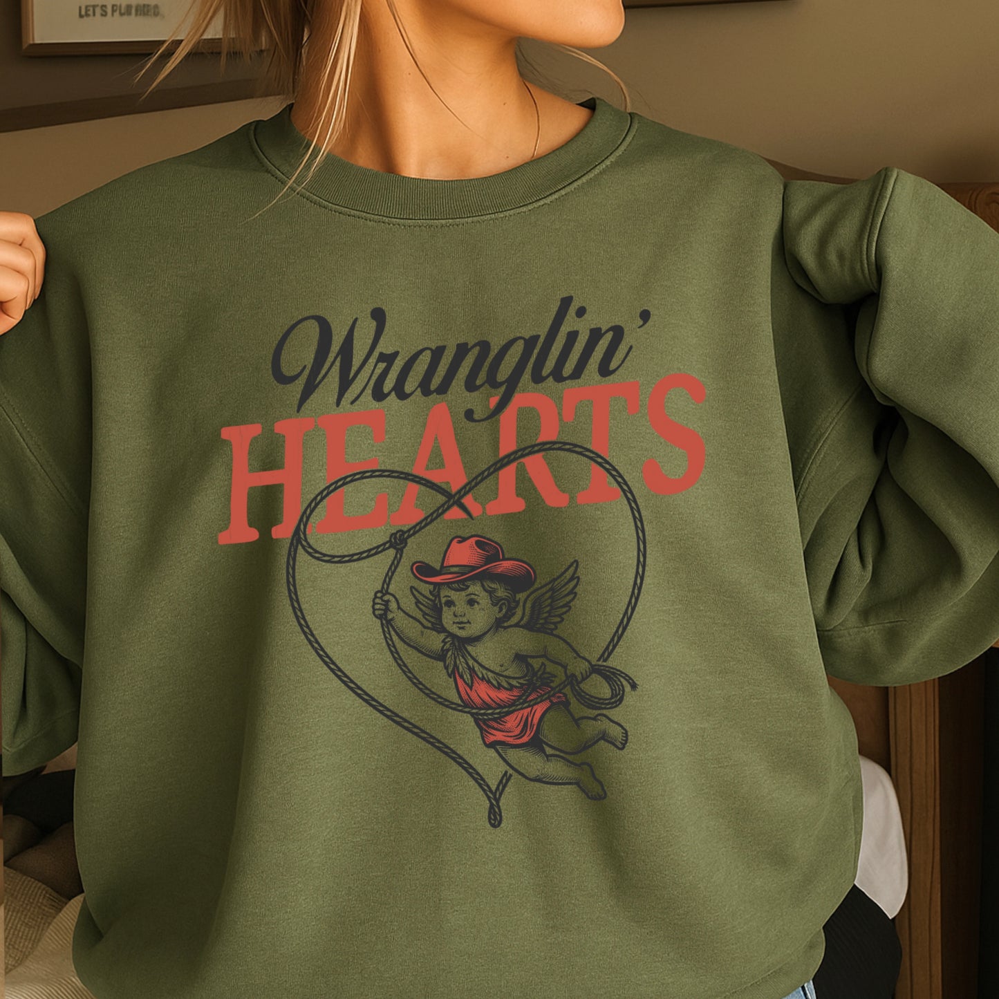 Wranglin Hearts Valentine’s Day Crewneck Sweatshirt