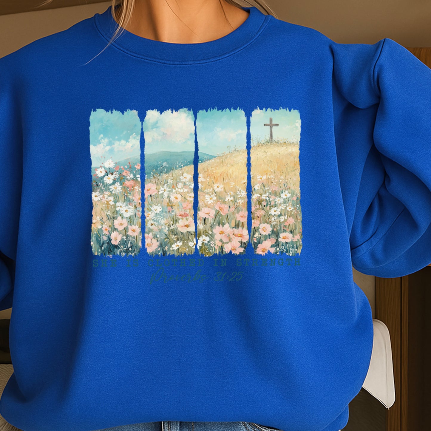 She Is Clothed Christian Crewneck Sweatshirt
