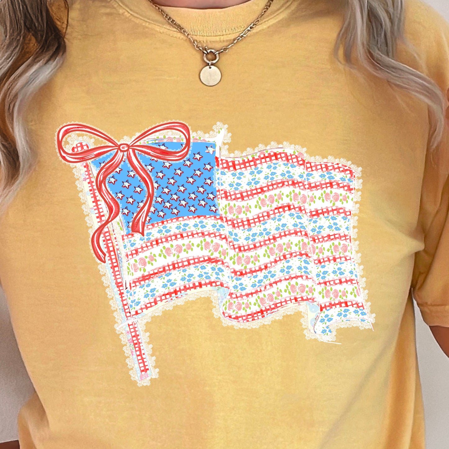 American Lace Flag Comfort Color Graphic Tee