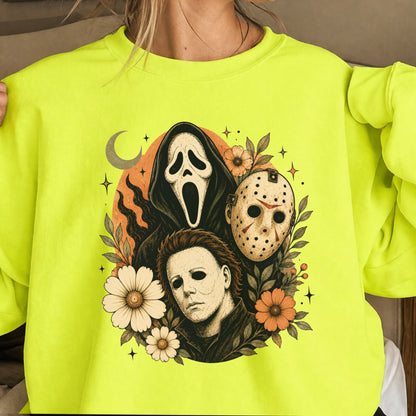 Floral Halloween Characters Crewneck Sweatshirt