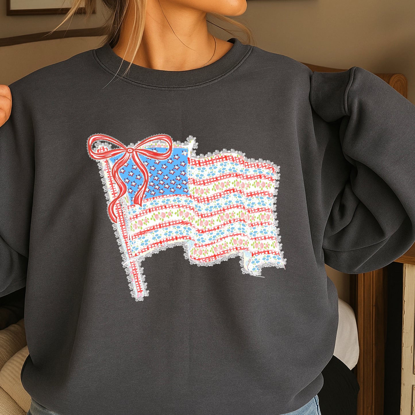 American Lace Flag Crewneck Sweatshirt
