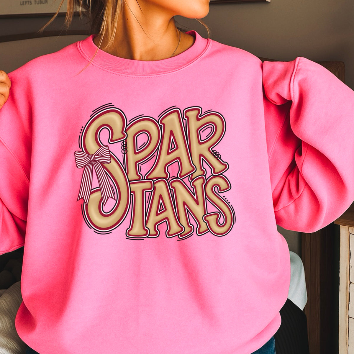 Spartans Coquette Bow Crewneck Sweatshirt