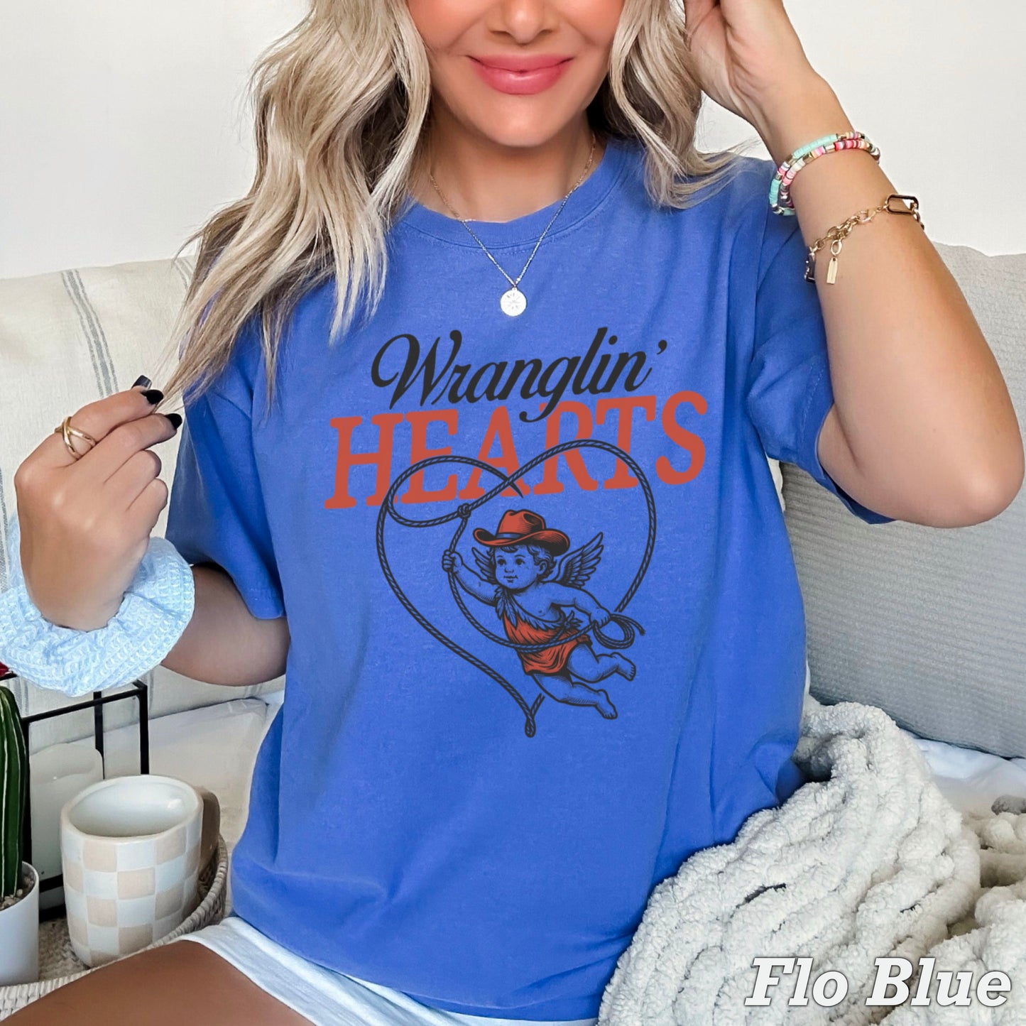 Wranglin Hearts Valentine’s Day Comfort Color Graphic Tee
