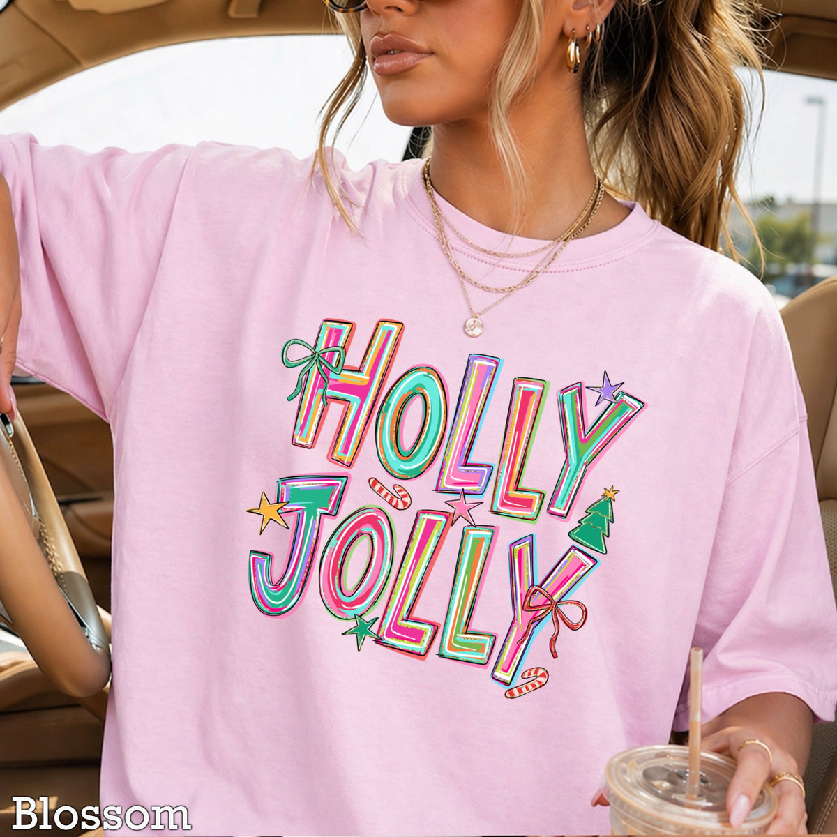 Holly Jolly Christmas Comfort Color Graphic Tee