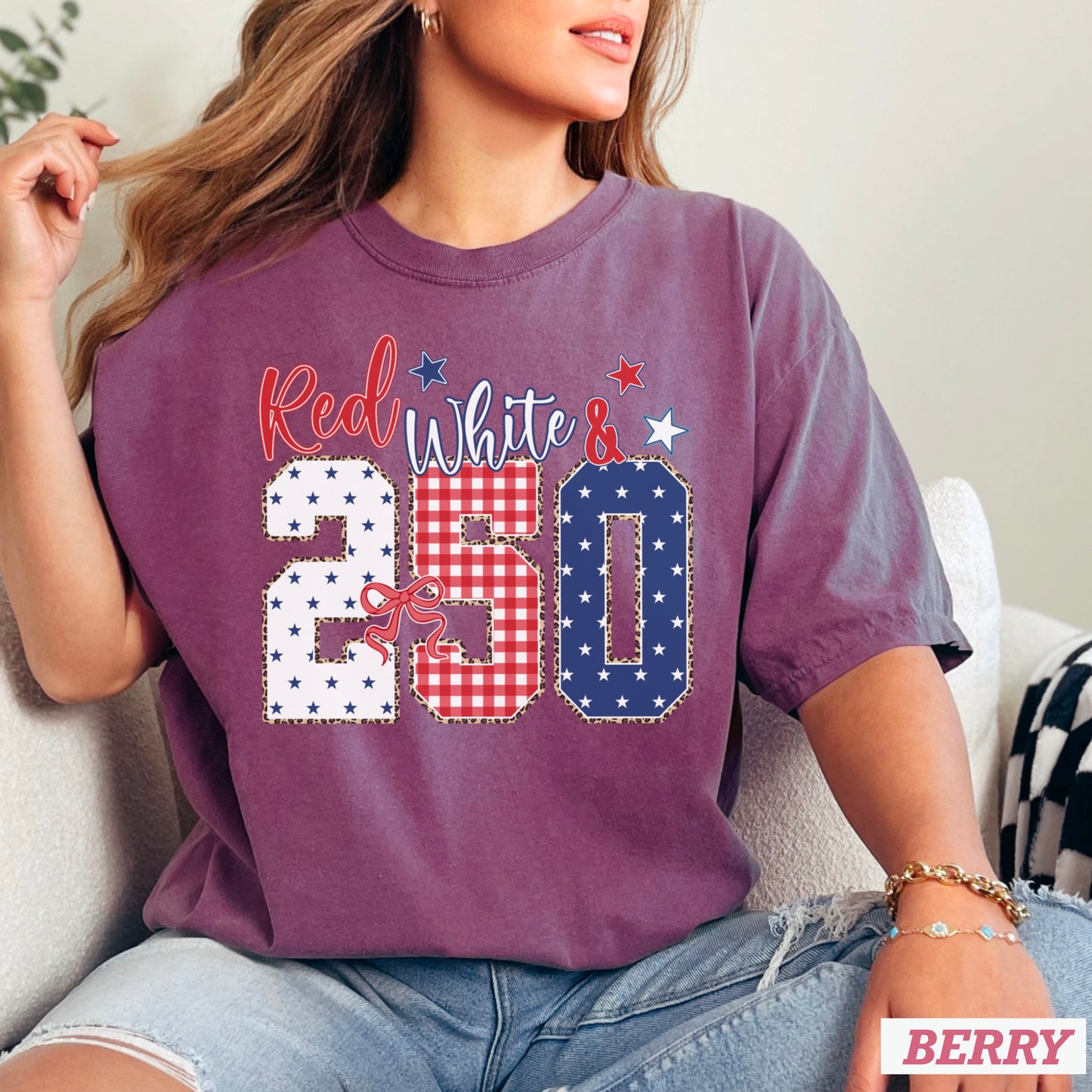 Red White & 250 Patriotic Comfort Color Graphic Tee
