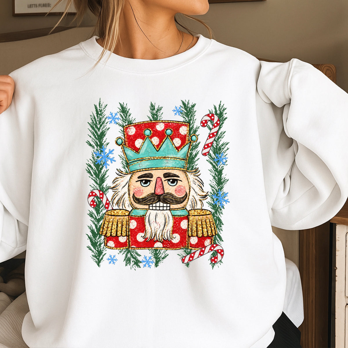 Preppy Nutcracker Christmas Crewneck Sweatshirt