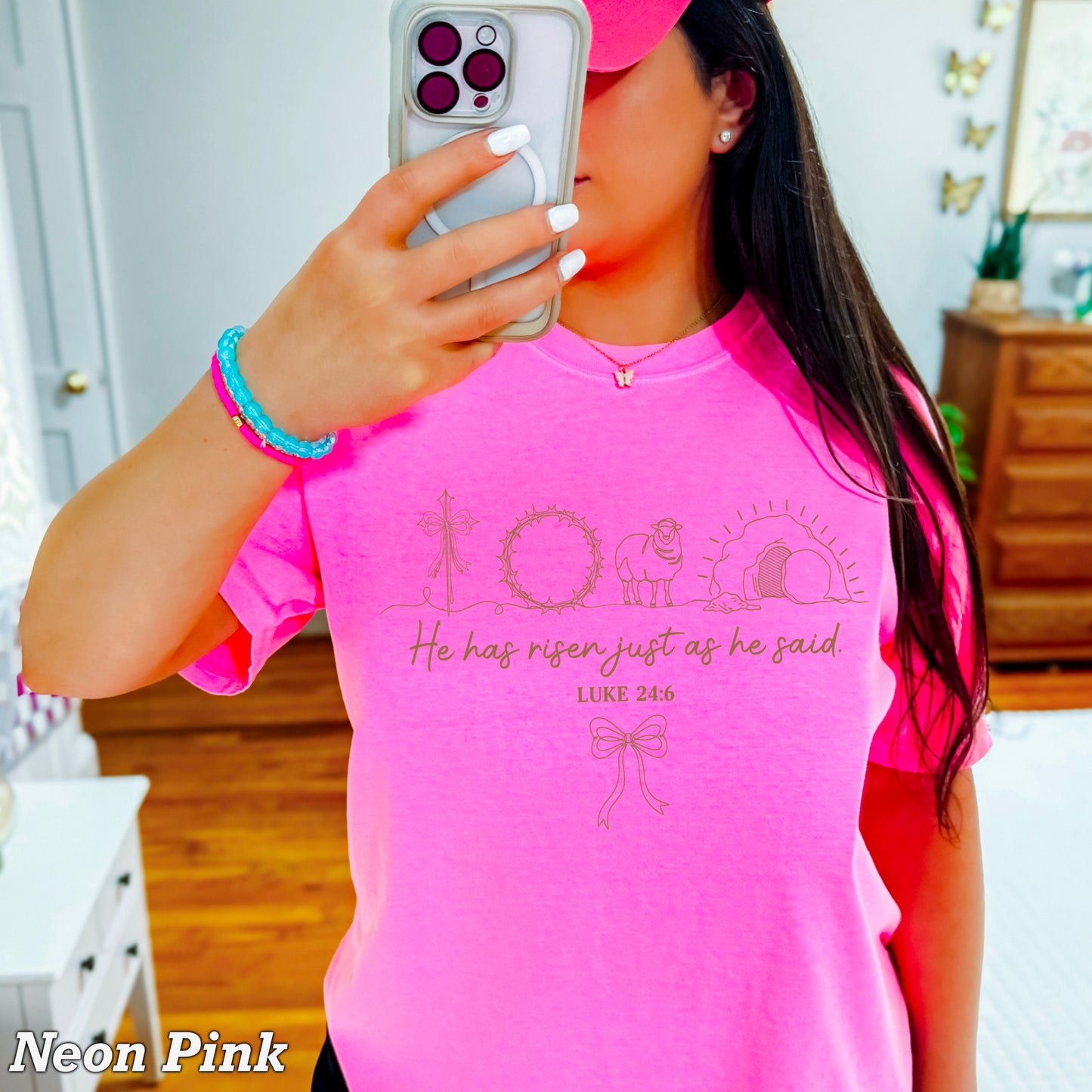 He Is Risen Easter Comfort Color Graphic Tee