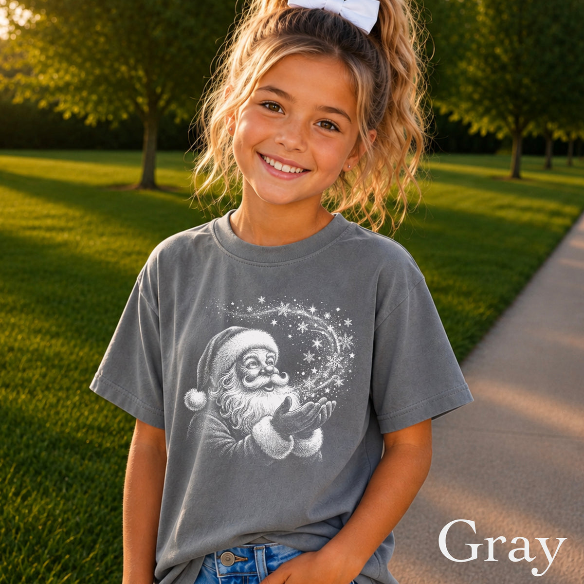 Santa Snowflakes Christmas Youth Comfort Color T-Shirt