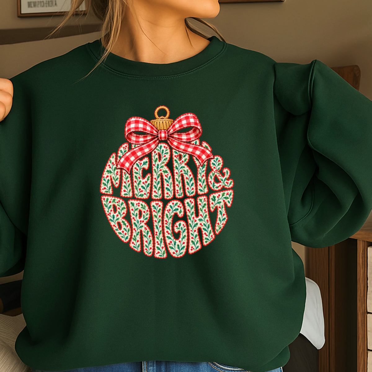 Merry & Bright Christmas Crewneck Sweatshirt