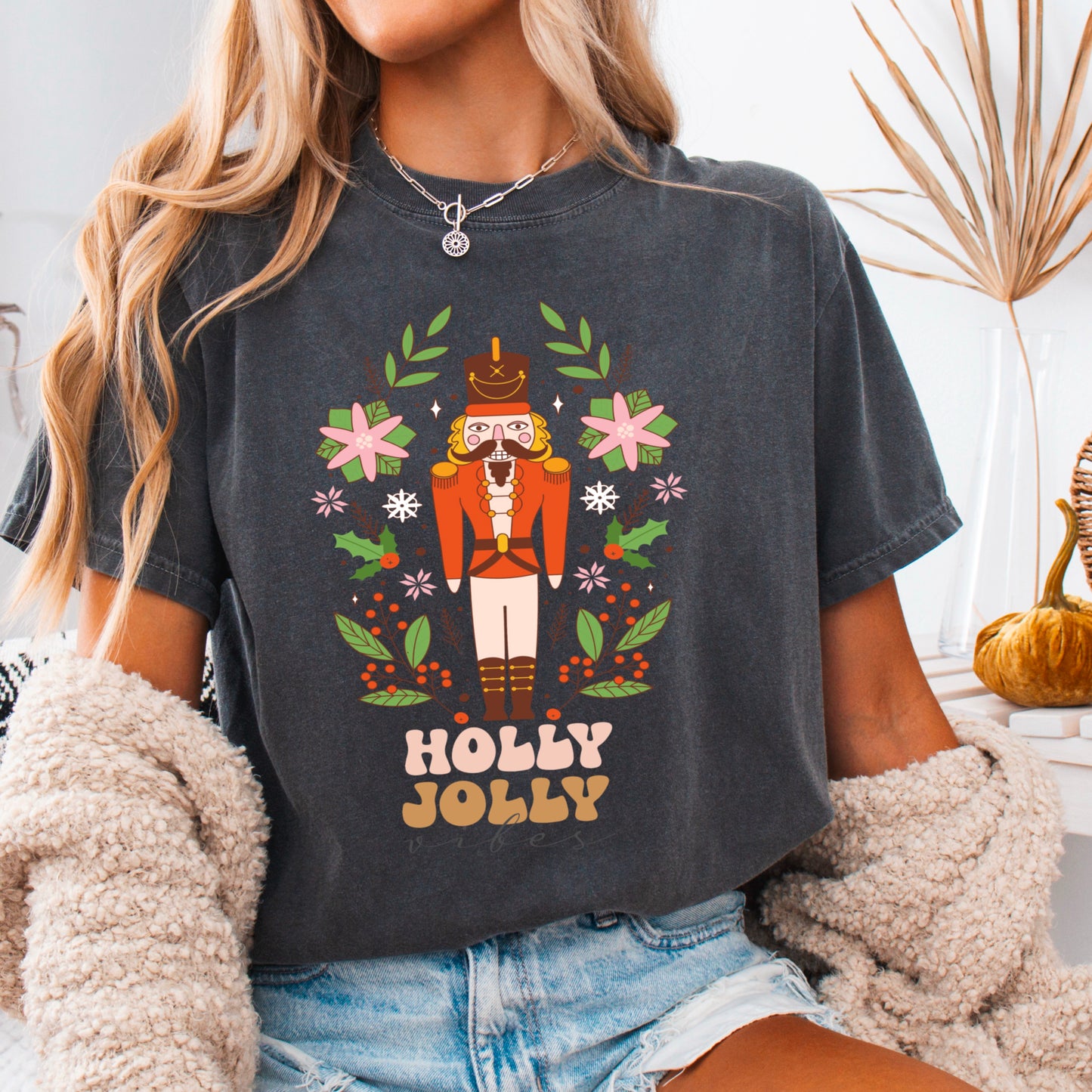 Holly Jolly Vibes Nutcracker Comfort Color Graphic Tee