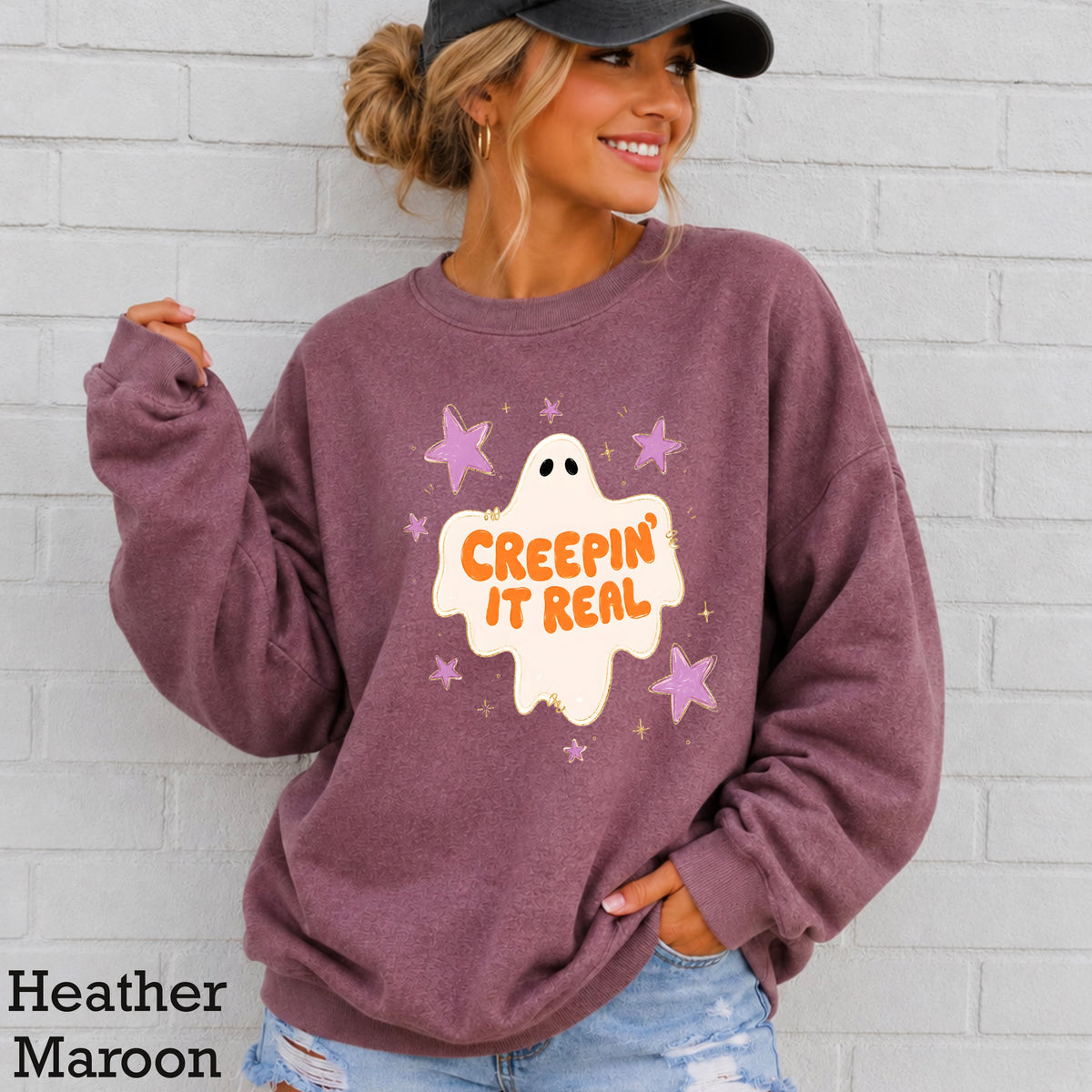 Creepin It Real Halloween Crewneck Sweatshirt