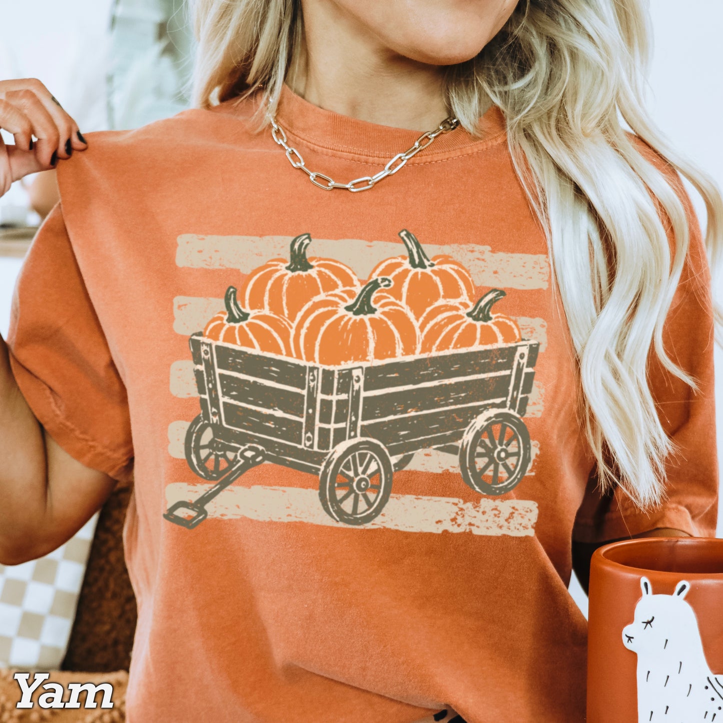 Pumpkin Wagon Fall Comfort Color Graphic Tee