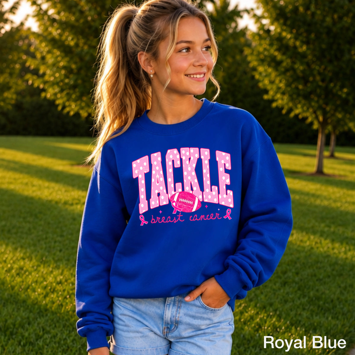 Tackle Breast Cancer Youth Crewneck Sweatshirt