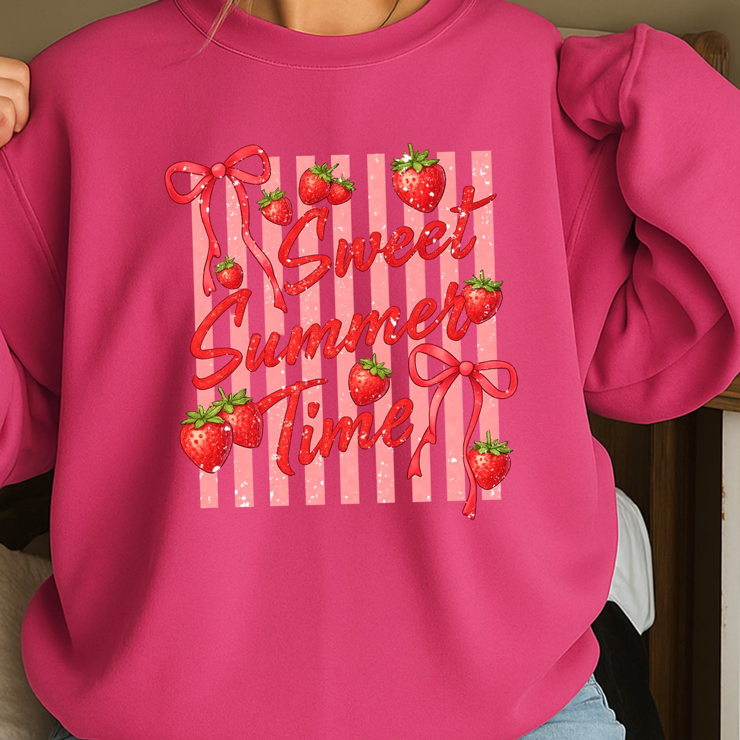 Sweet Summertime Strawberries Crewneck Sweatshirt