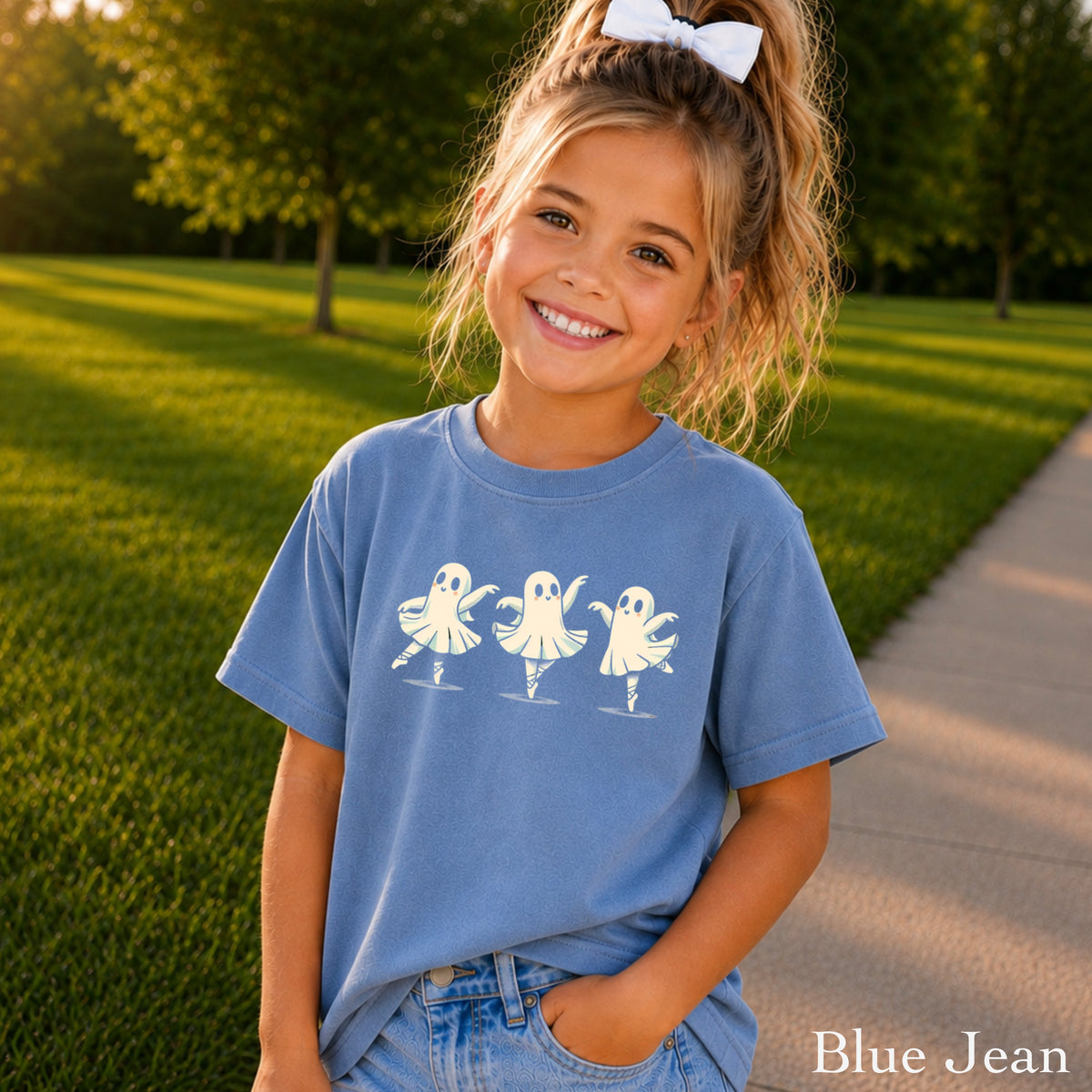 Ballerina Dancing Ghost Halloween Youth Comfort Color T-Shirt