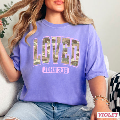 Camo John 3:16 Valentine’s Day Comfort Color Graphic Tee