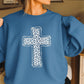 Snow Leopard Cross Christian Crewneck Sweatshirt